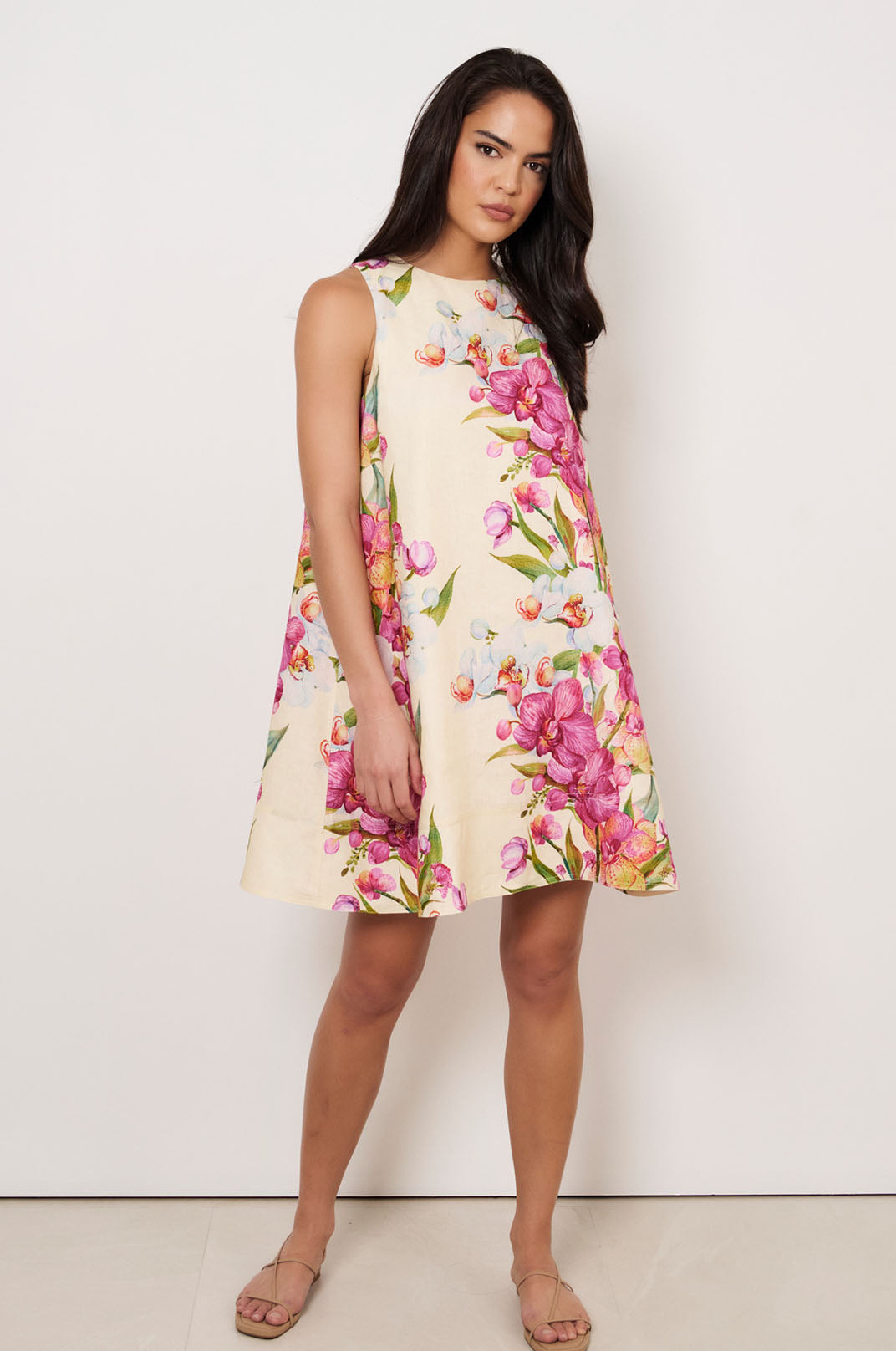 Cecelia A-Line Linen Dress Print Dresses Adorne