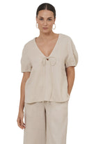 Maura Tie Detail Top Stone Tops Adorne S(8)