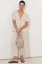 Maura Tie Detail Top Stone Tops Adorne