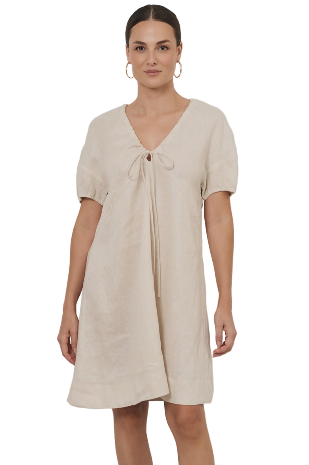 Maura Tie Detail Short Dress Stone Dresses Adorne S(8)