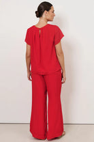Candice Pleated Neckline Top Red Tops Adorne
