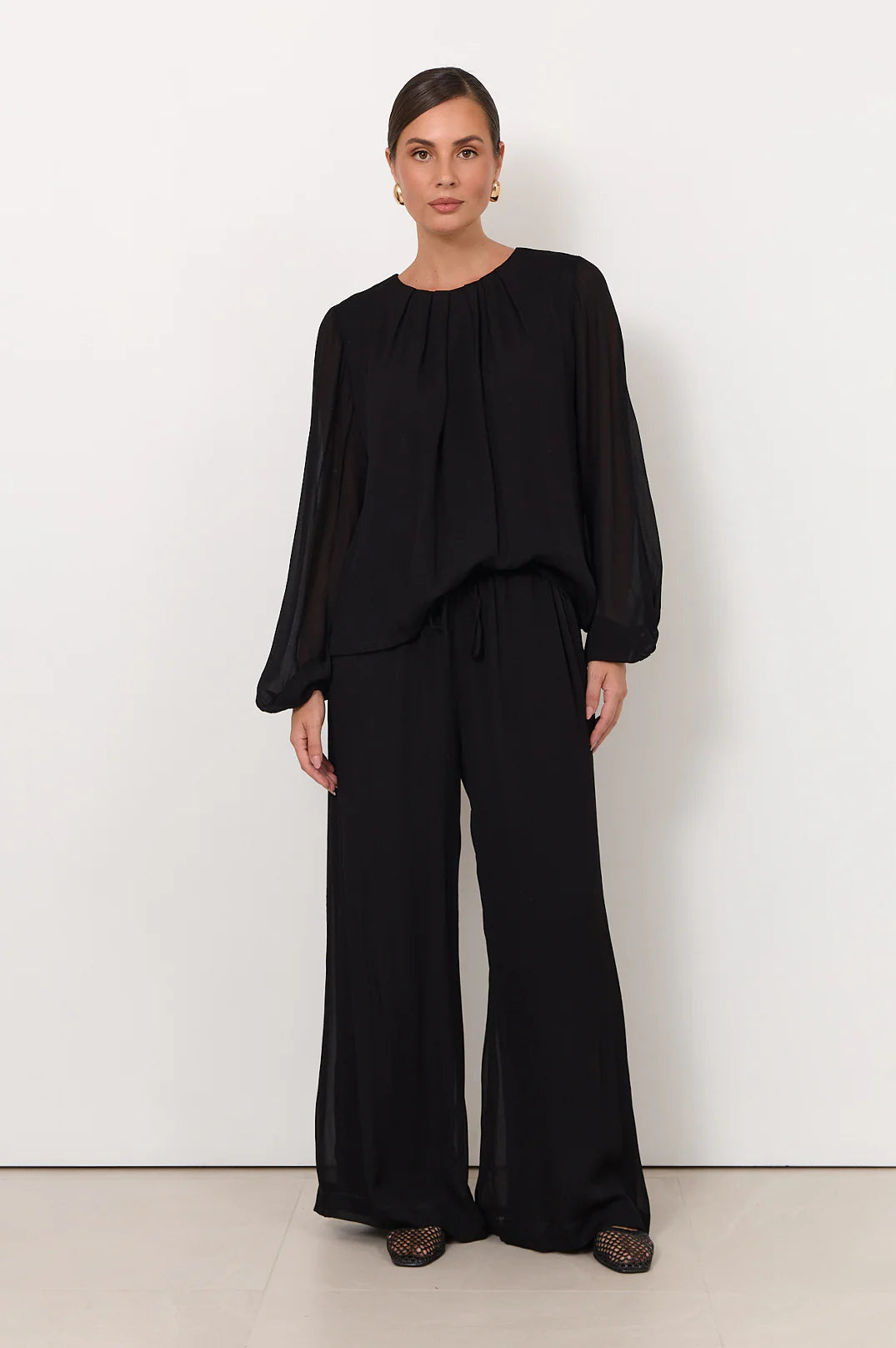 Asani Wide Leg Pant Black Bottoms Adorne