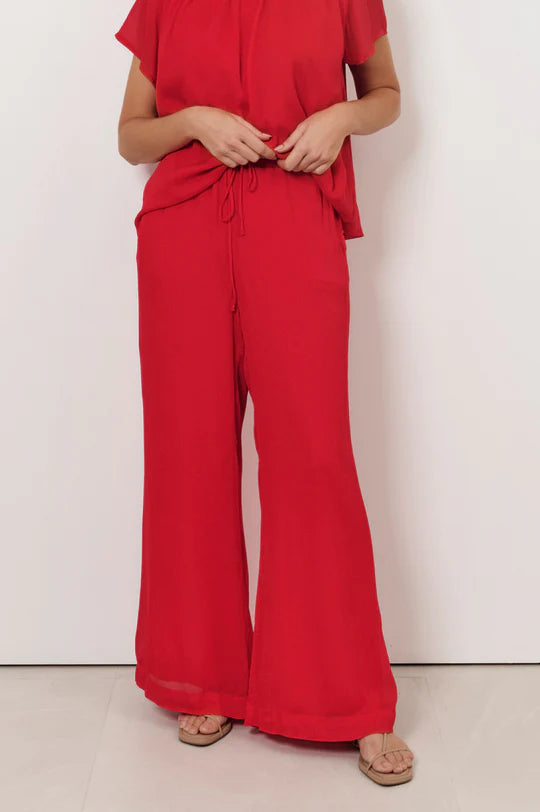 Asani Wide Leg Pant Red Bottoms Adorne