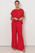 Asani Wide Leg Pant Red Bottoms Adorne