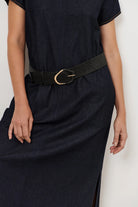 Wrapped Buckle Stretch Belt Black/Gold Belts Adorne