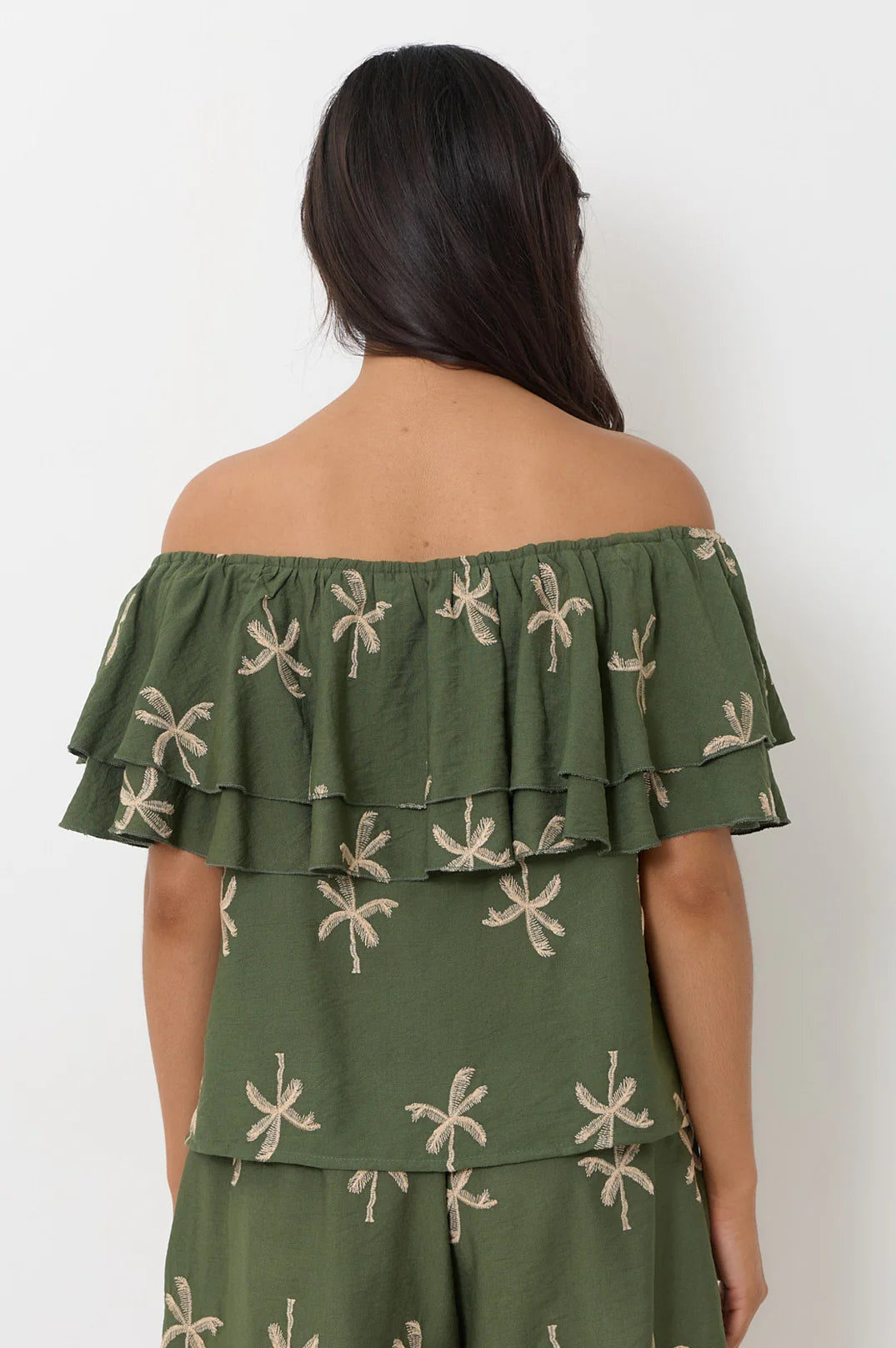 Kalani Embroidered Palm Top Green Tops Adorne