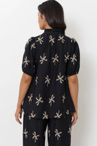 Sandra Embroidered Palm Top Black Tops Adorne