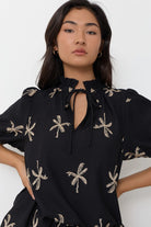 Sandra Embroidered Palm Top Black Tops Adorne