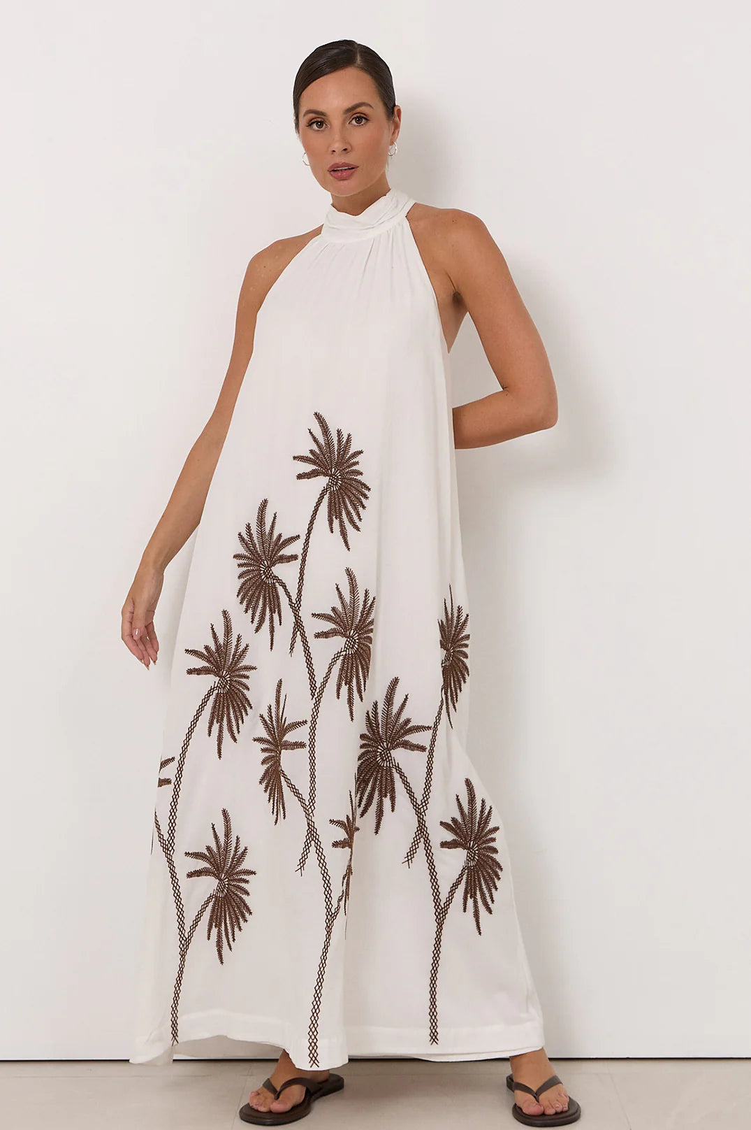Kenzi High Neck Maxi Dress White Dresses Adorne