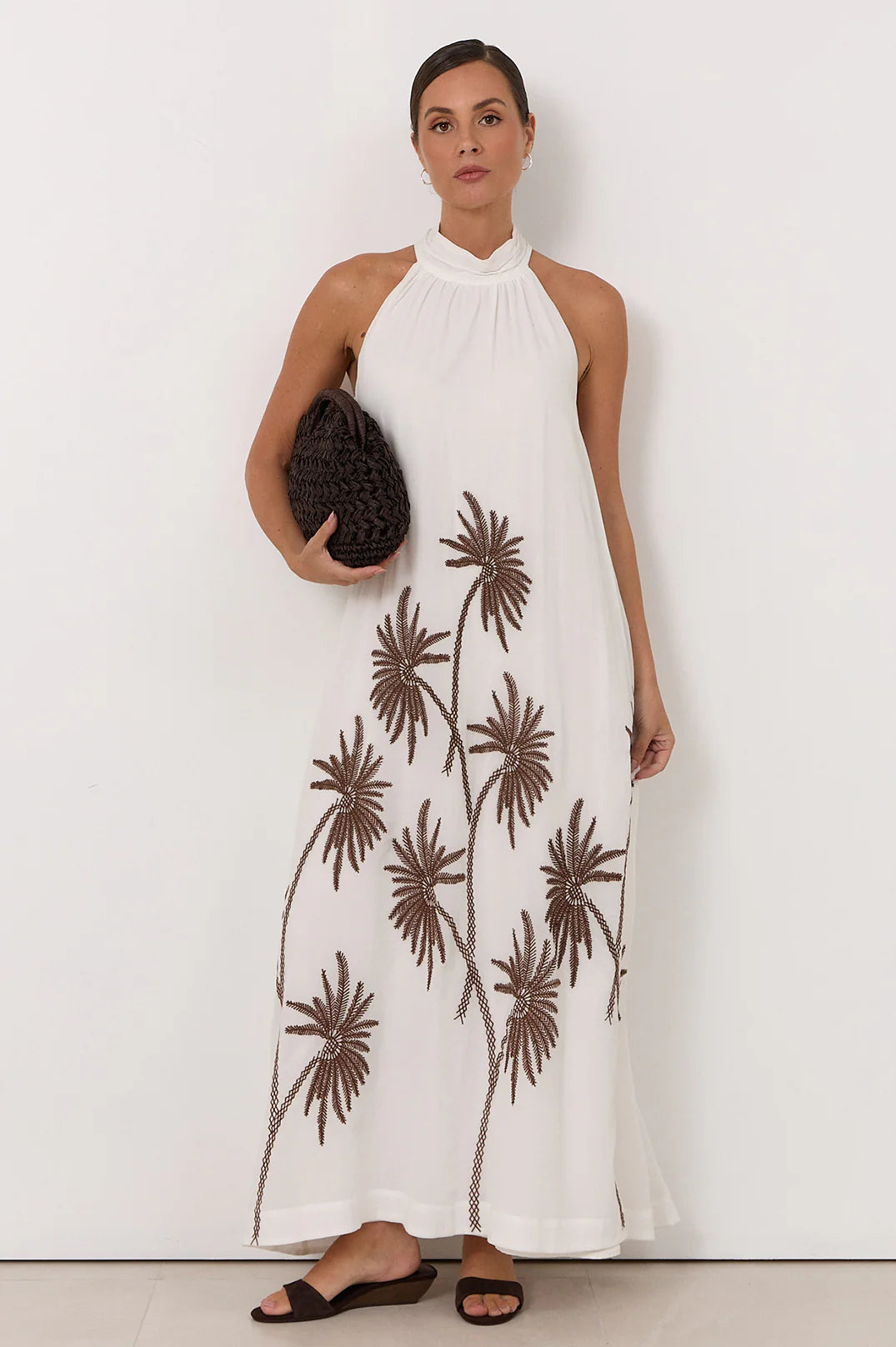 Kenzi High Neck Maxi Dress White Dresses Adorne