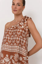 Olina Hawaii Print One Shoulder Maxi Dress Print Dresses Adorne