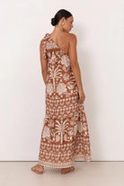 Olina Hawaii Print One Shoulder Maxi Dress Print Dresses Adorne
