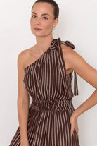 Eve One Shoulder Maxi Dress Stripe Dresses Adorne