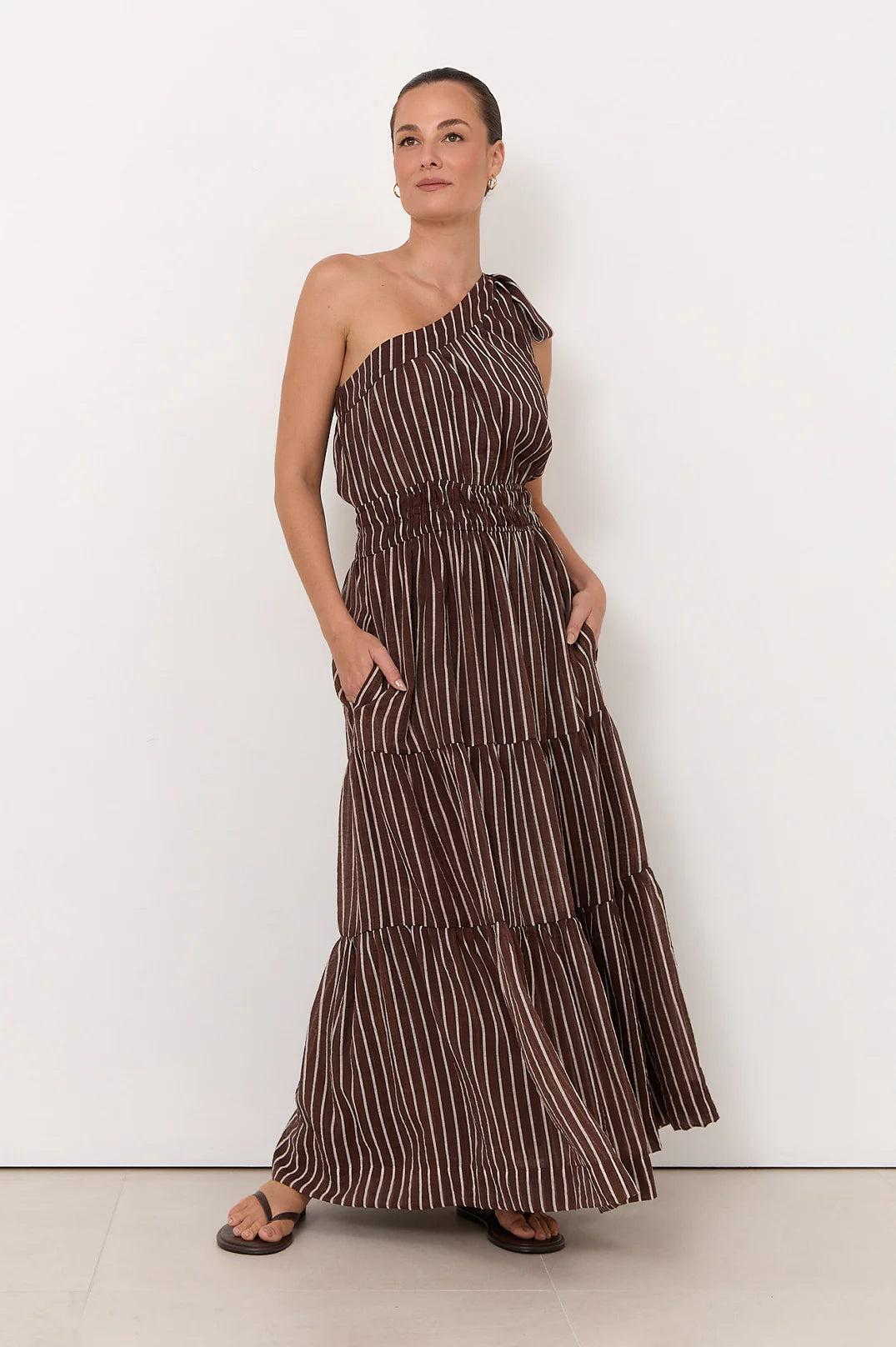 Eve One Shoulder Maxi Dress Stripe Dresses Adorne