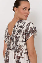 Dani Borneo Print Pleated Midi Dress Print Dresses Adorne