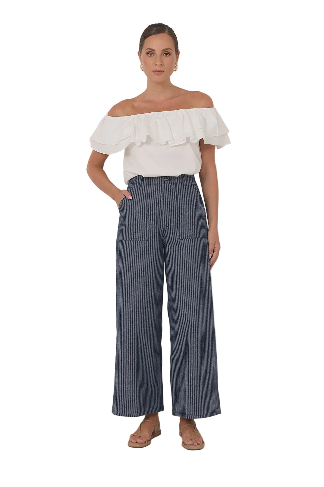 Gabriella Stripe Denim Pant Stripe Denim Bottoms Adorne S(8)