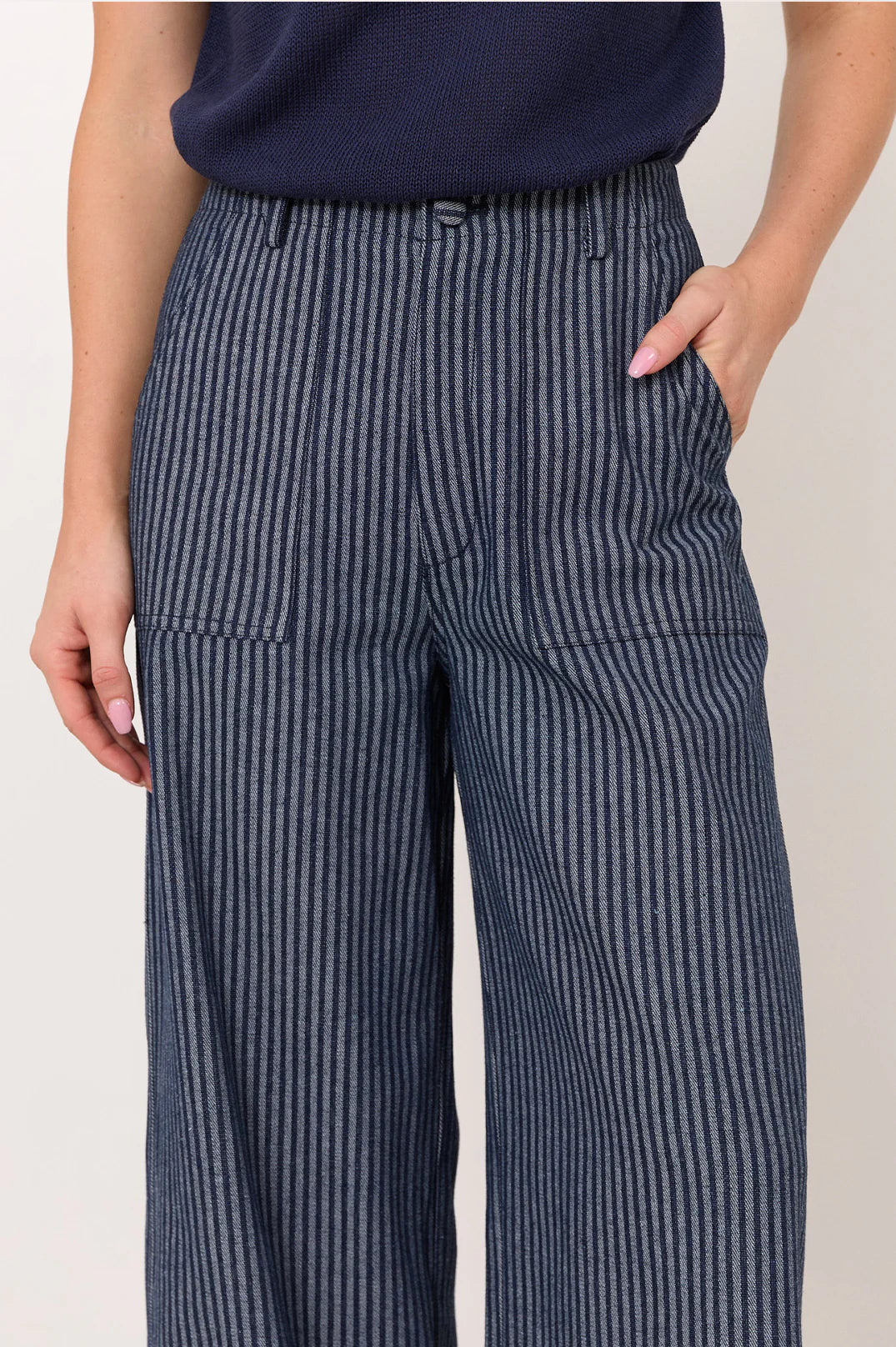 Gabriella Stripe Denim Pant Stripe Denim Bottoms Adorne