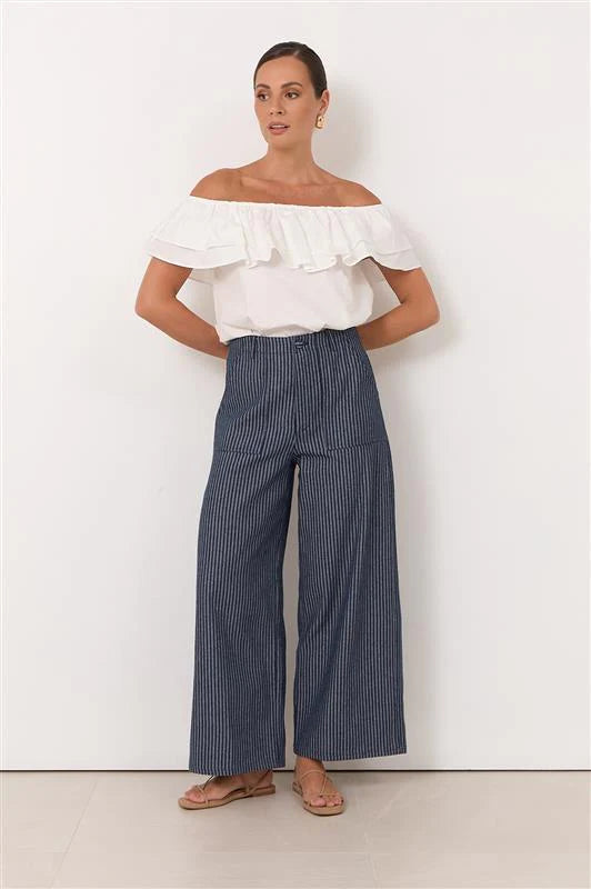 Gabriella Stripe Denim Pant Stripe Denim Bottoms Adorne