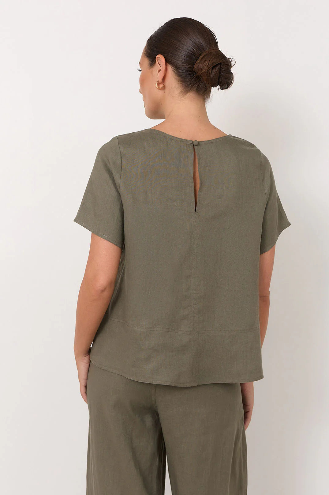 Dillon Linen Top Khaki Tops Adorne