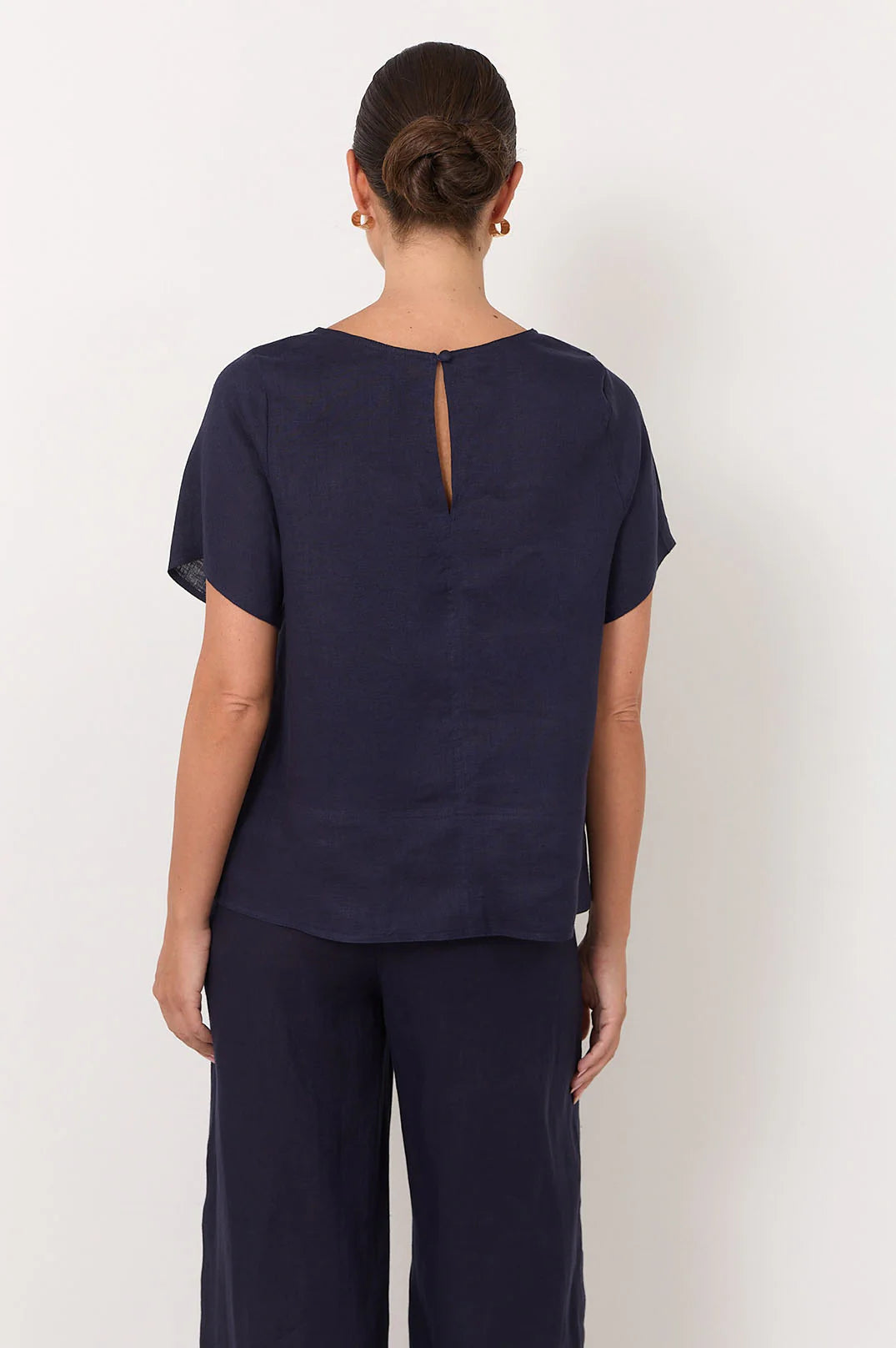 Dillon Linen Top Navy Tops Adorne