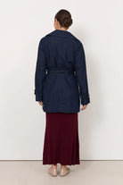 Paris Light Weight Denim Short Trench Dark Denim Jackets Adorne