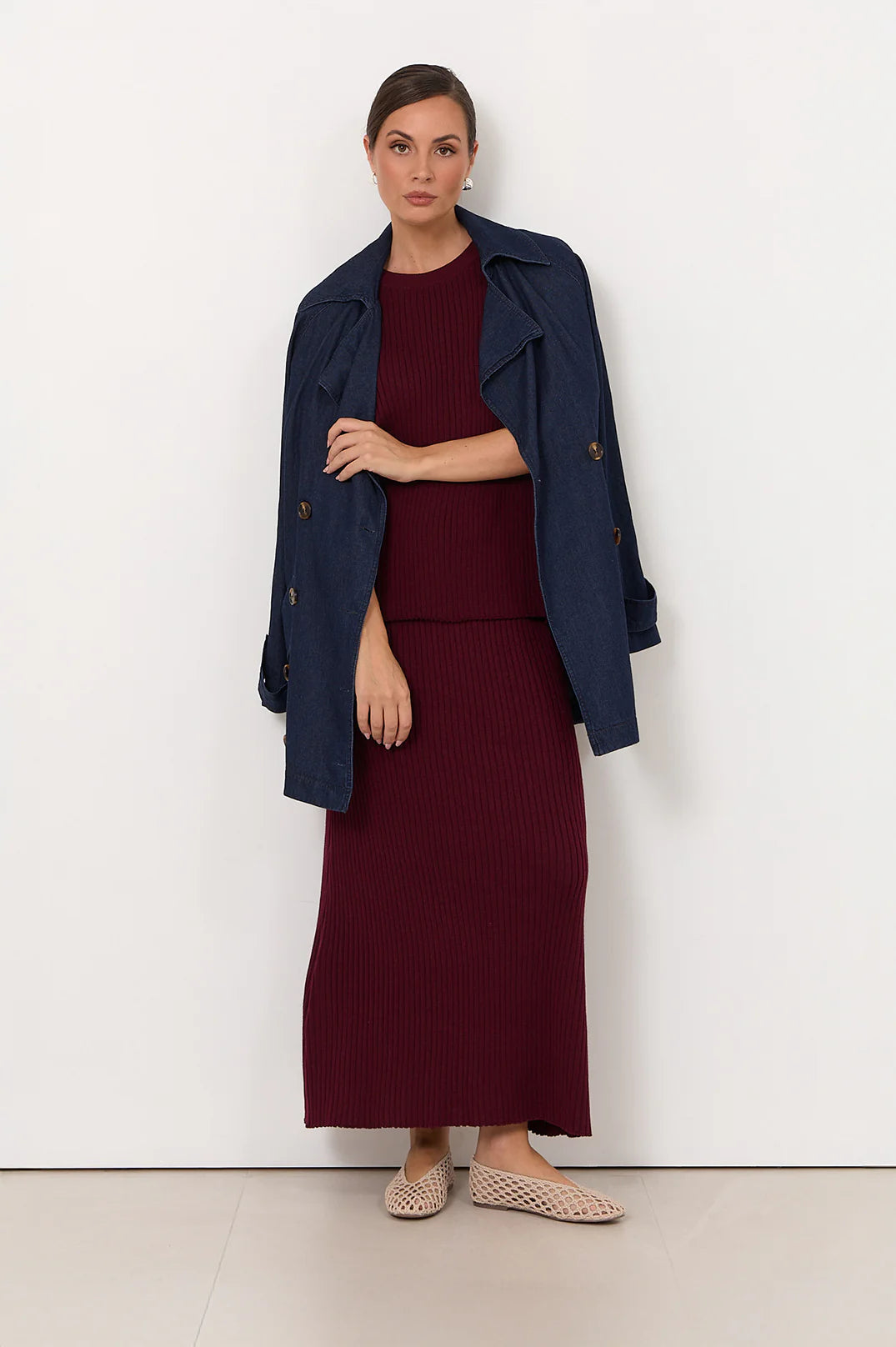 Paris Light Weight Denim Short Trench Dark Denim Jackets Adorne