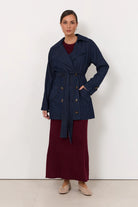 Paris Light Weight Denim Short Trench Dark Denim Jackets Adorne