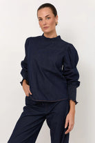 Olivia Lightweight Denim Top Dark Denim Tops Adorne