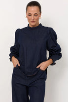 Olivia Lightweight Denim Top Dark Denim Tops Adorne