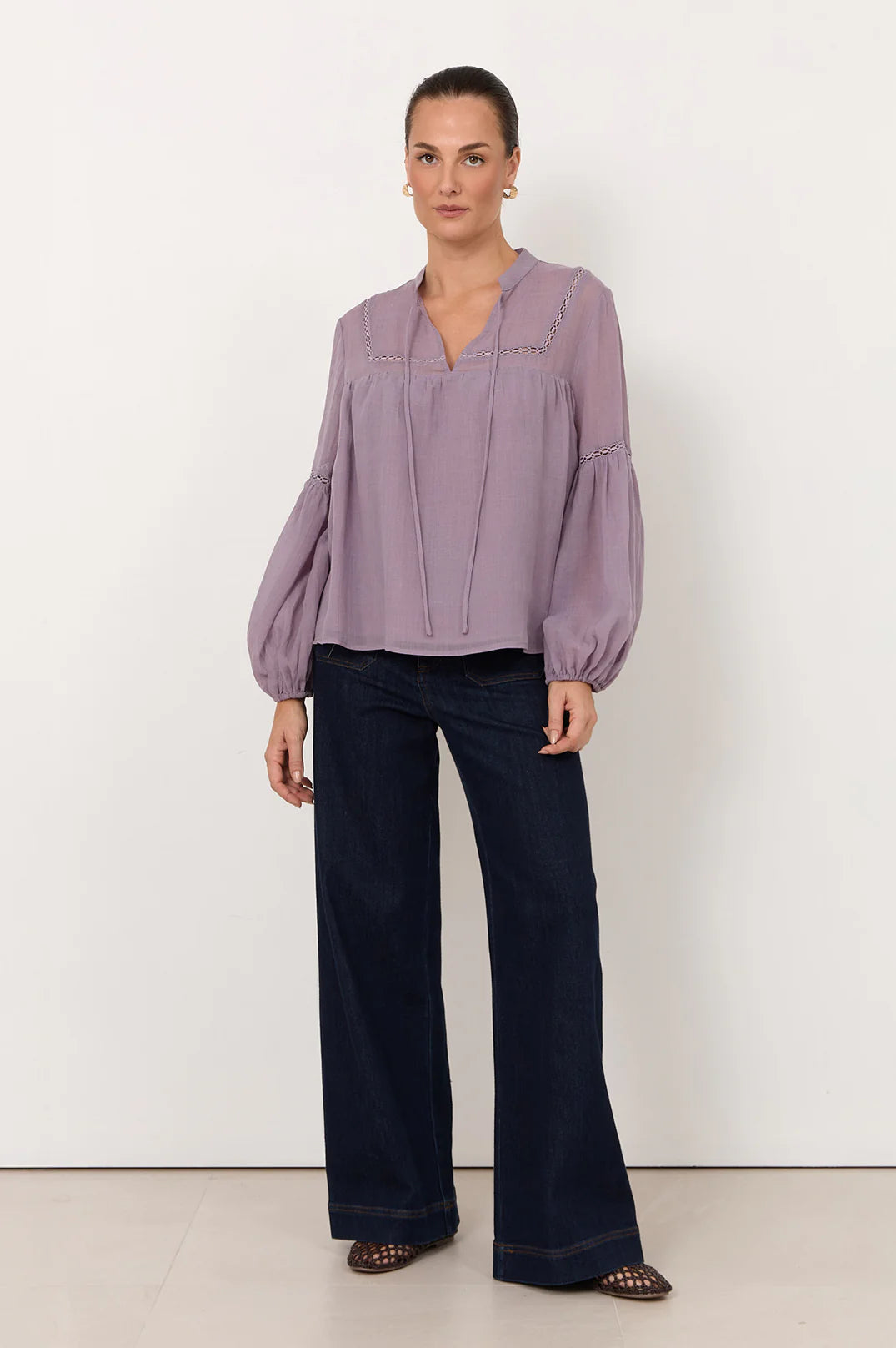 Rana Trim Detail Top Lilac Tops Adorne