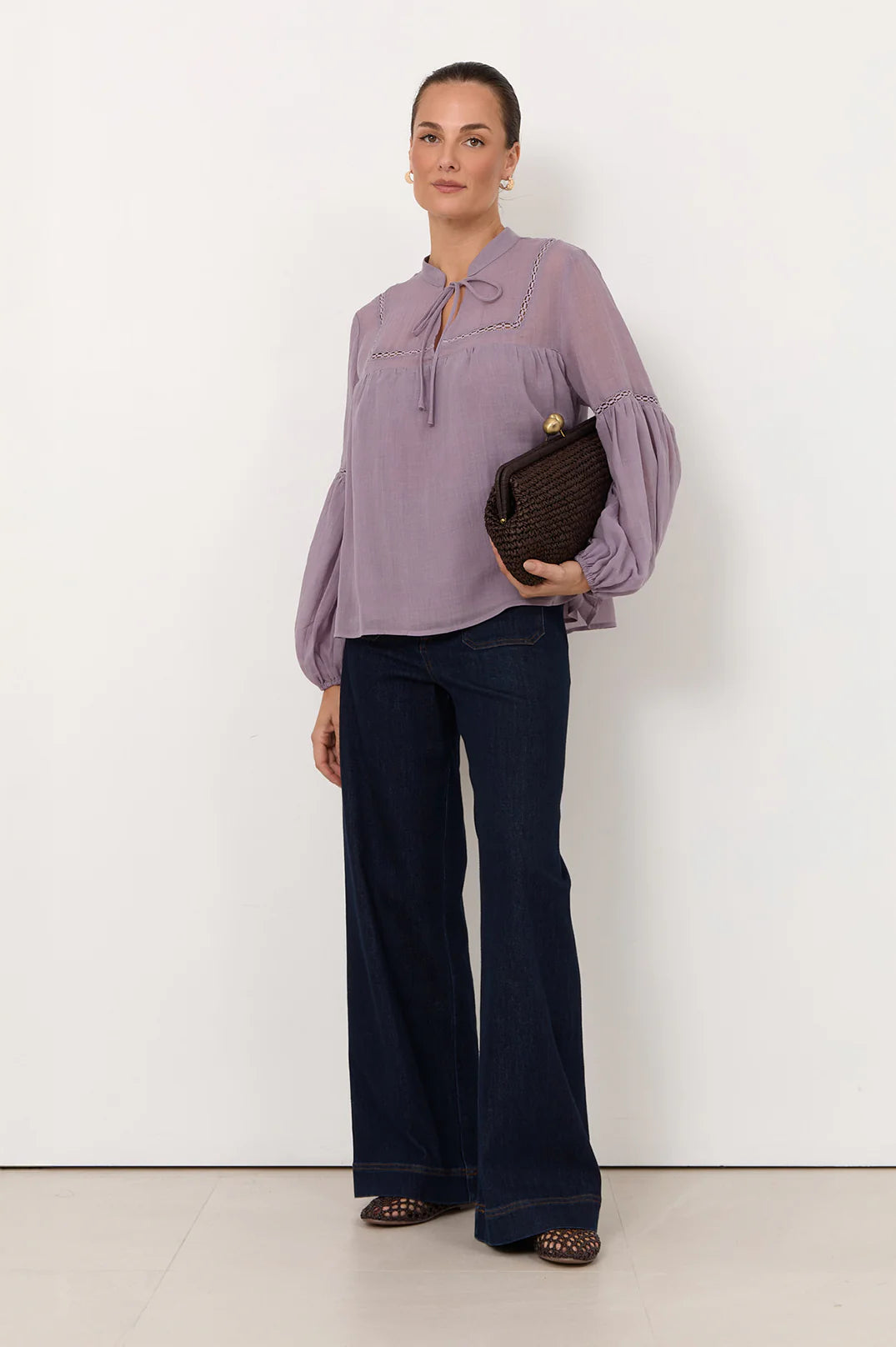 Rana Trim Detail Top Lilac Tops Adorne