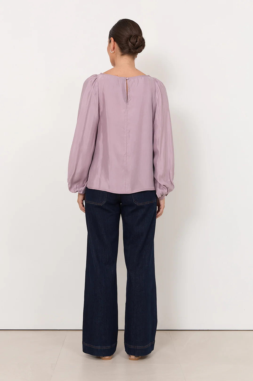 Ulla Boat Neck Cupro Top Lilac Tops Adorne