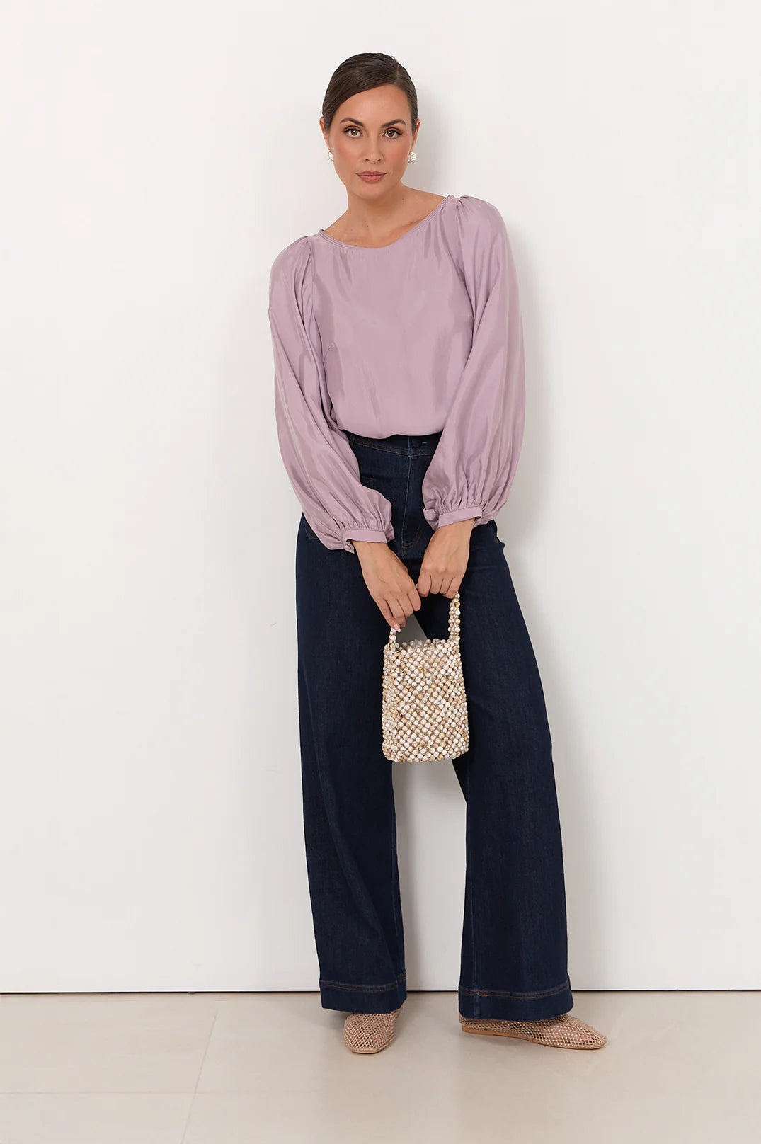 Ulla Boat Neck Cupro Top Lilac Tops Adorne