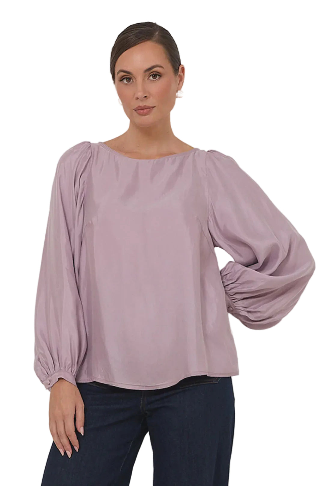 Ulla Boat Neck Cupro Top Lilac Tops Adorne S(8)