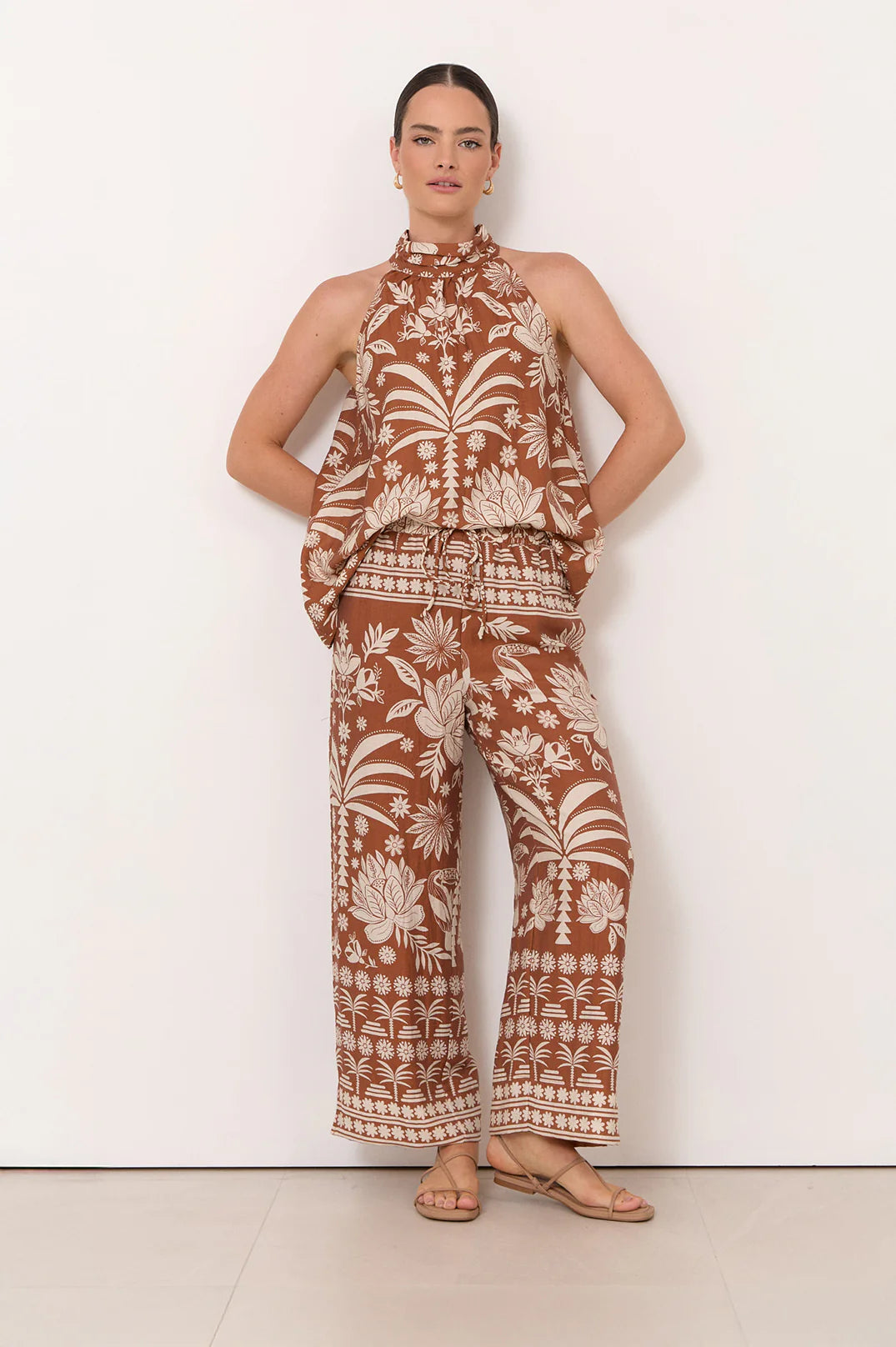 Kendra Hawaii Print High Neck Top Print Tops Adorne