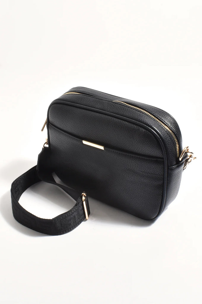 Geo Webbing Bag Strap Black Bags and Purses Adorne   