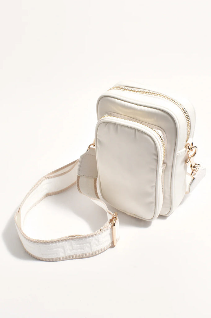 Geo Webbing Bag Strap White Bags and Purses Adorne   