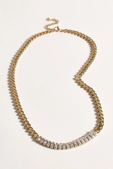 Cubic Zirconia Front Panel Necklace Crystal/Gold Necklaces Adorne