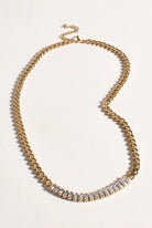 Cubic Zirconia Front Panel Necklace Crystal/Gold - Global Free Style