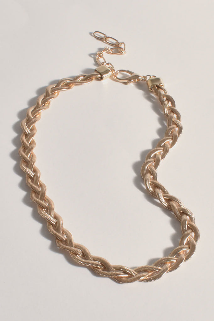 Statement Plait Chain Necklace Gold Necklaces Adorne   