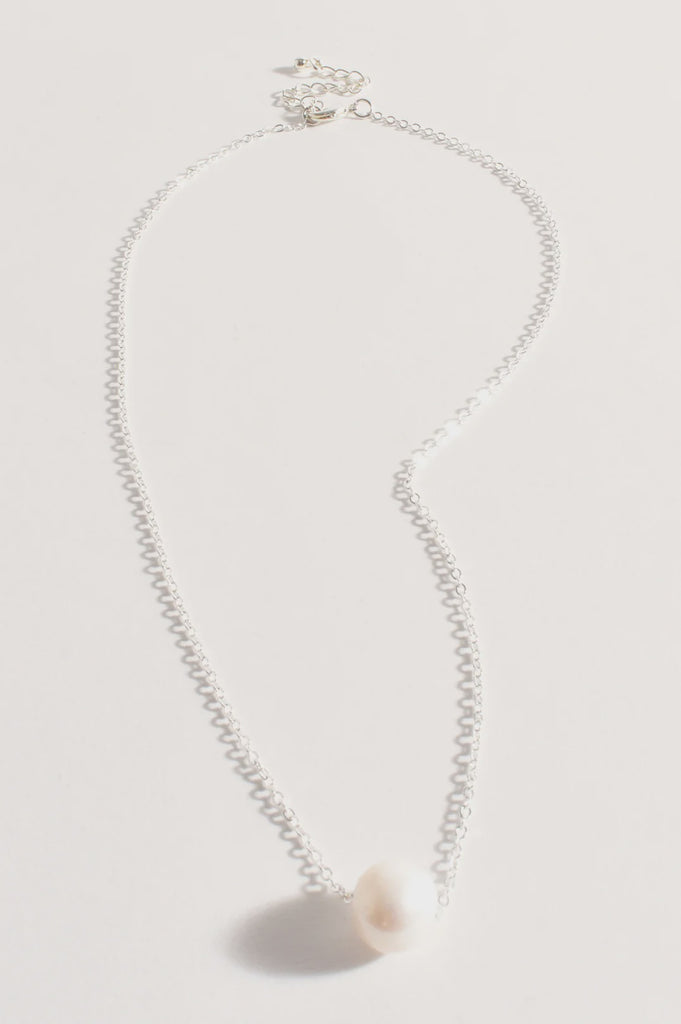 Pearl Centre Fine Short Chain Necklace Silver/Cream Necklaces Adorne   