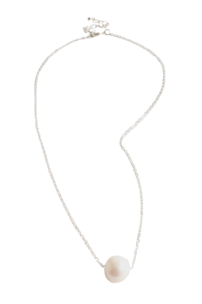 Pearl Centre Fine Short Chain Necklace Silver/Cream Necklaces Adorne