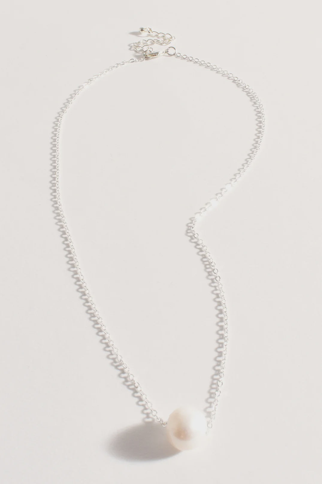 Pearl Centre Fine Short Chain Necklace Silver/Cream Necklaces Adorne