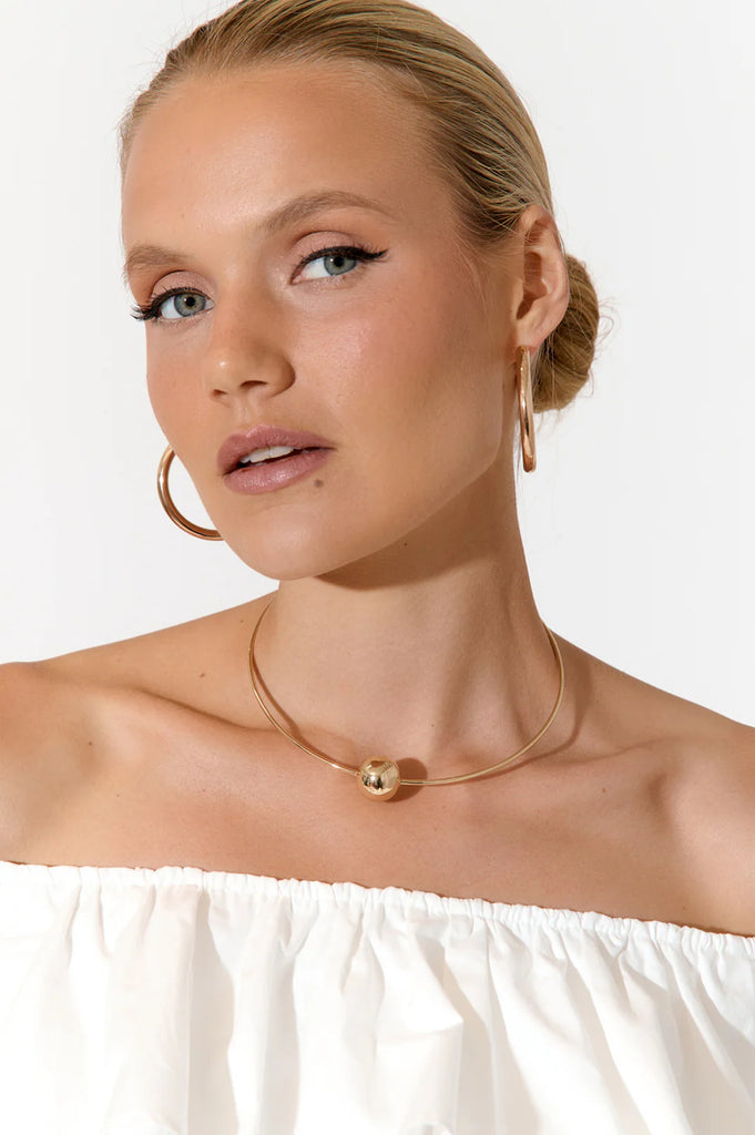 Ball Centre Fine Collar Necklace Gold Necklaces Adorne   