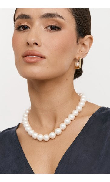 Chunky Faux Pearl Necklace Cream Necklaces Adorne