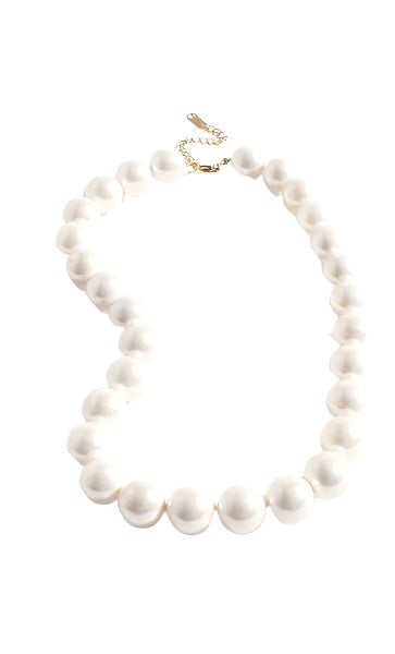 Chunky Faux Pearl Necklace Cream Necklaces Adorne
