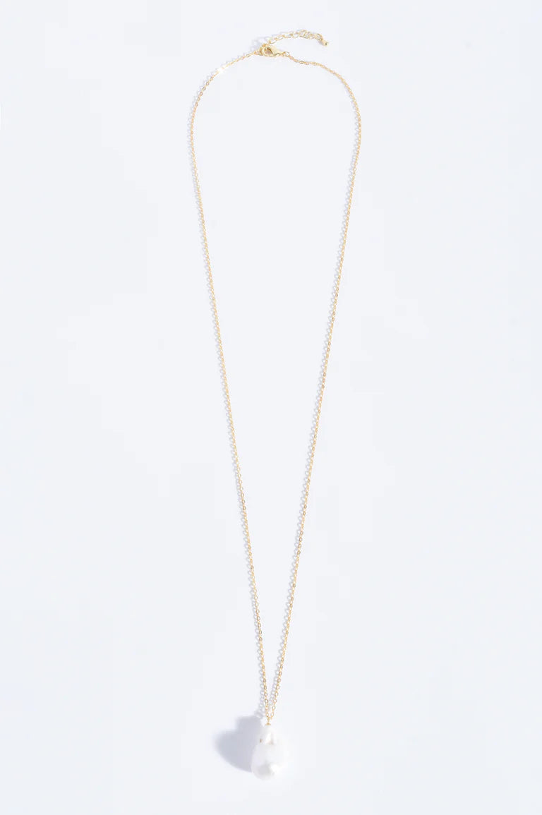 Fine Long Chain Baroque Necklace Cream Gold Necklaces Adorne