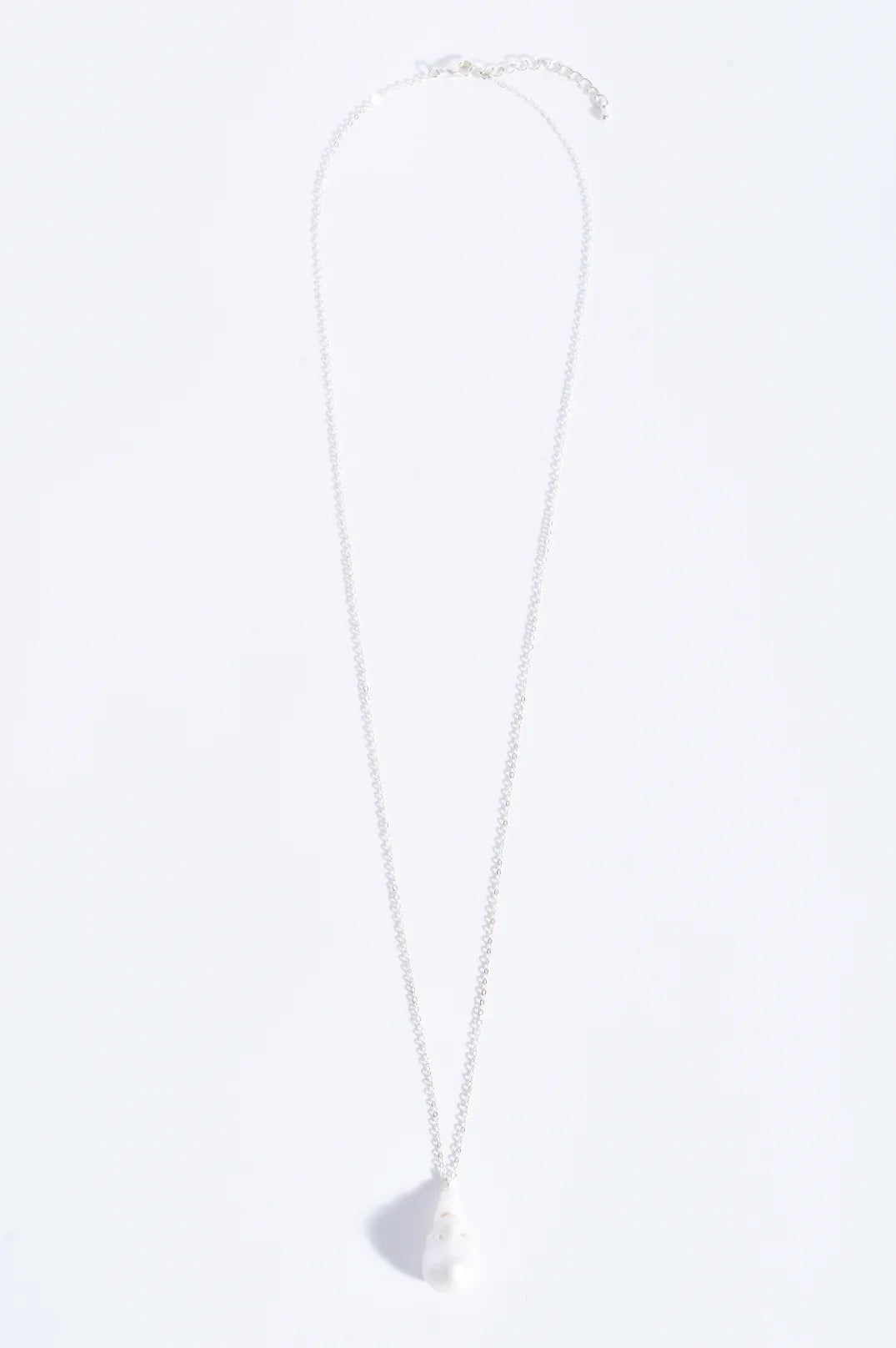 Fine Long Chain Baroque Necklace Cream Silver Necklaces Adorne