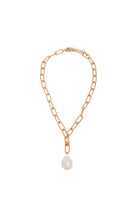 Rectangle Link Baroque Pearl Drop Necklace Gold Necklaces Adorne