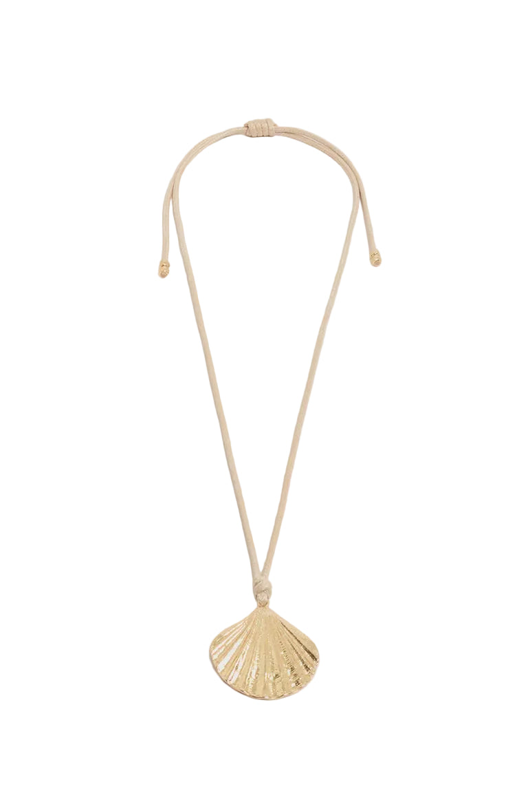Shell Drop Adjustable Cord Necklace Camel/Gold Necklaces Adorne